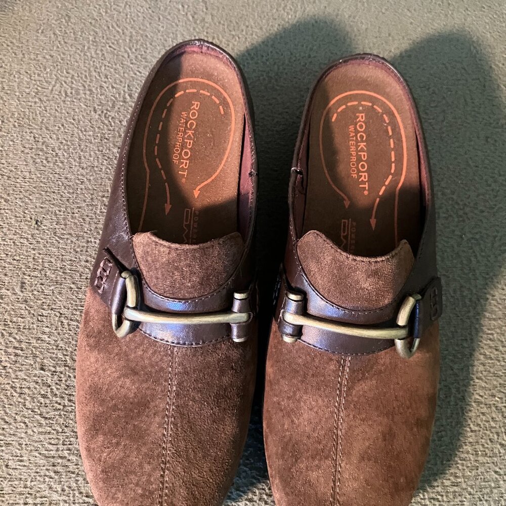Rockport DMX Women's Slip on CLOGS / MULES, Brown Suede, Sz 7.5 M